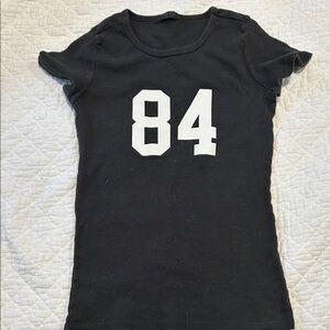 John Galt / Brandy Melville Black Tee with White '84' Graphic